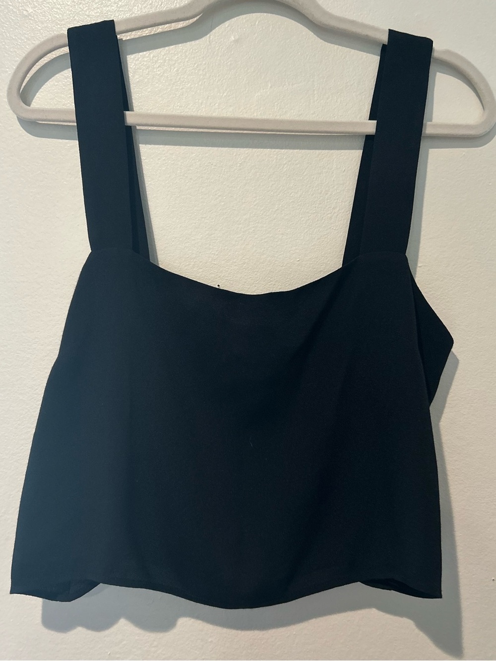 Reformation Black Square Neck Crop Tank Top Large Button Back Minimalist EUC